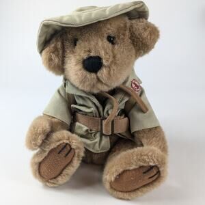 Jungle Joe Talking Brown Teddy Bear Plush Vintage Safari Friends 8" 1998 Hat